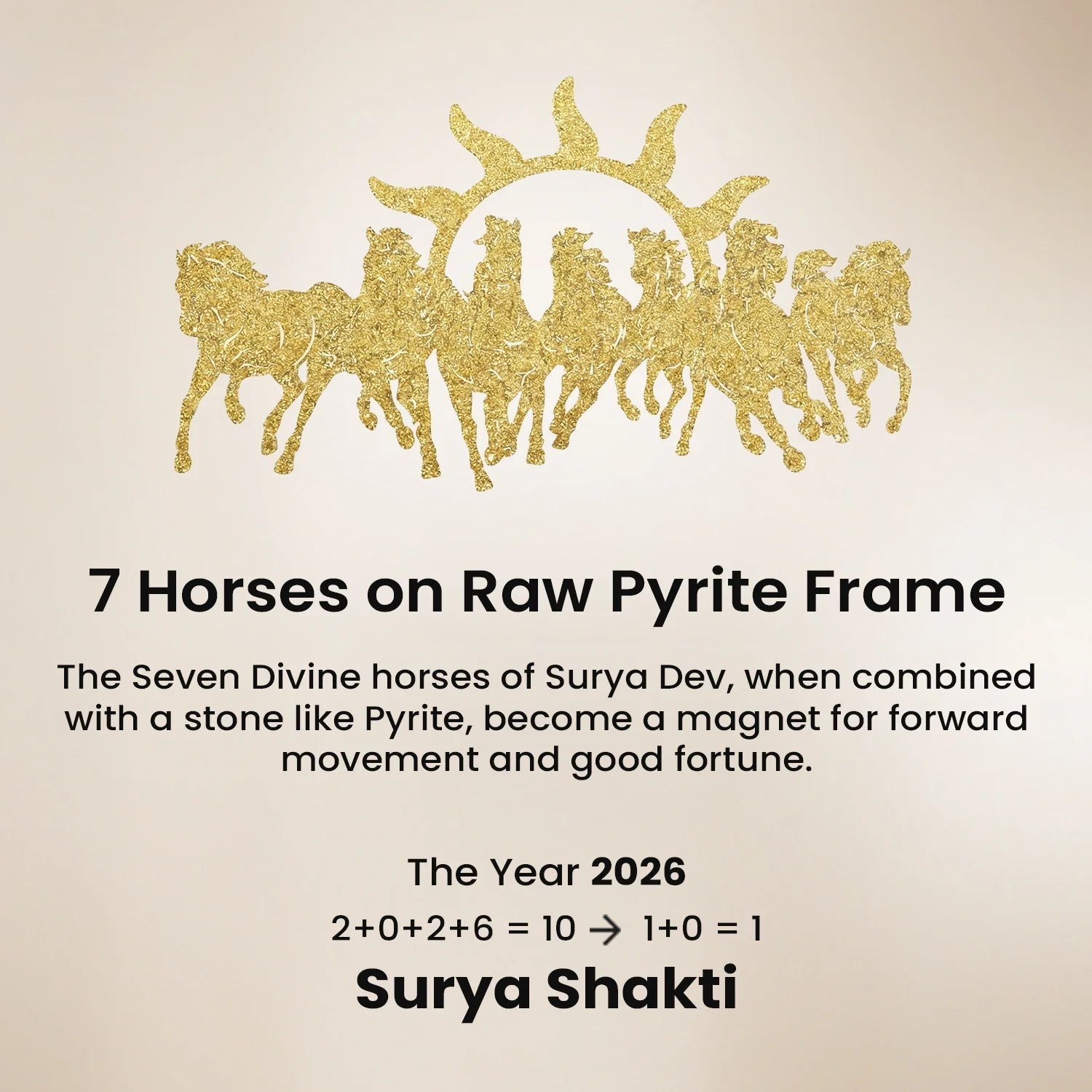 Vastu Shakti Combo – 7 Horses on Pyrite Frame with Pyrite Tortoise - Image 5