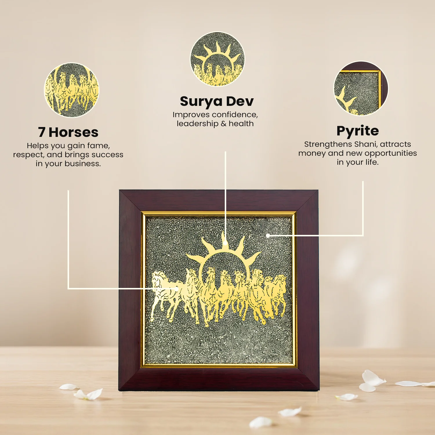7 Horses on Raw Pyrite Frame - Image 49