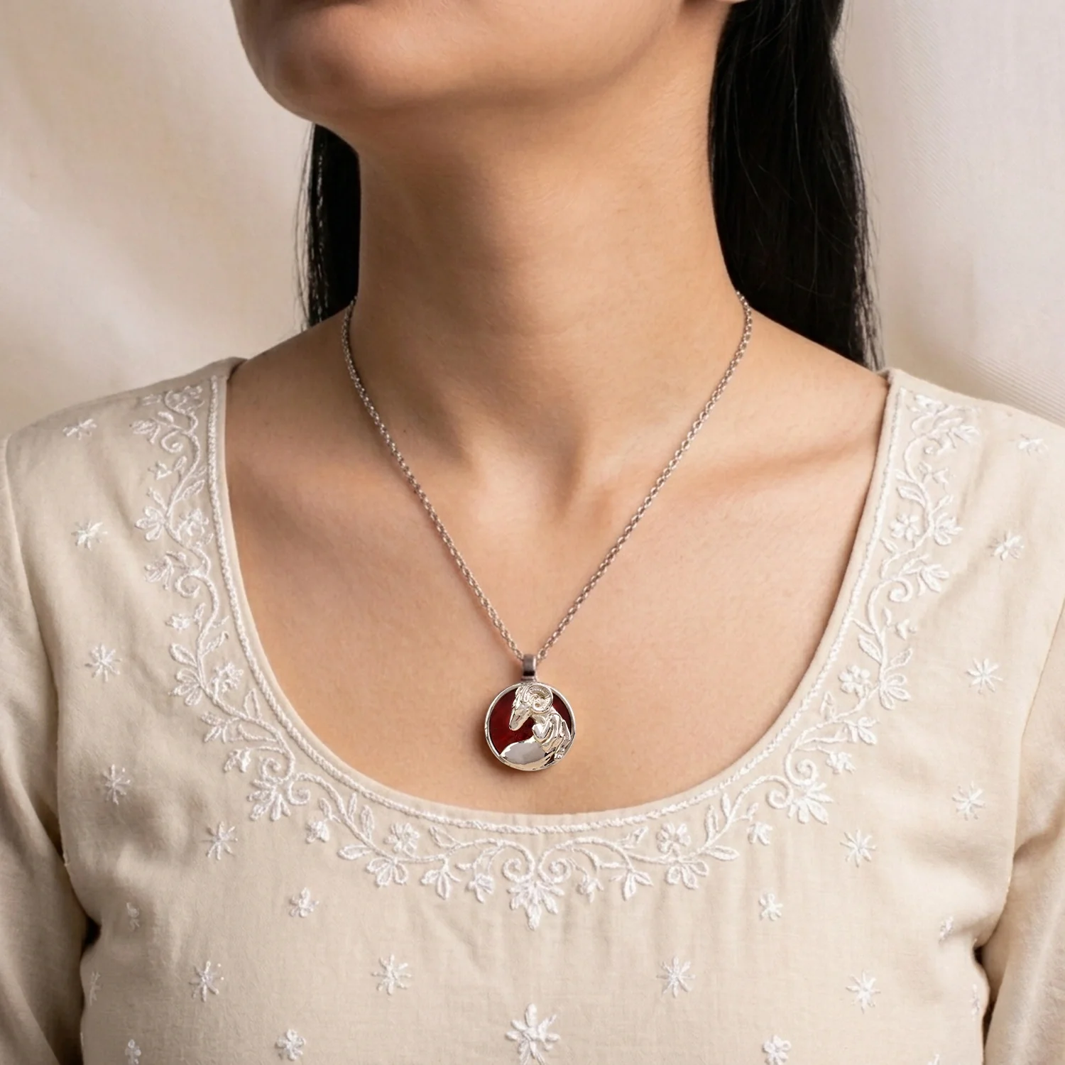 Aries Pendant (मेष राशि) with Red Jasper Stone - Image 2