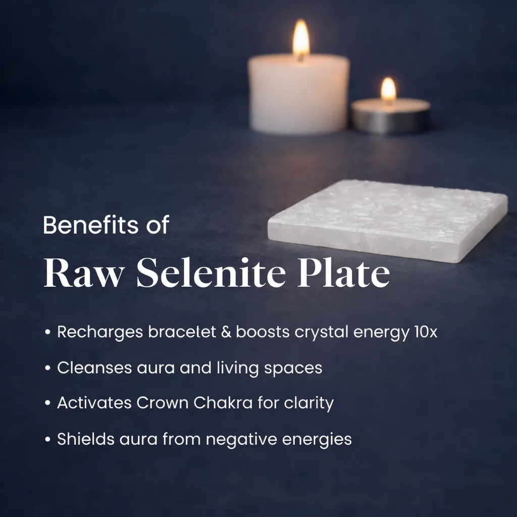 Black Obsidian Pyramid with Free Raw Square Selenite Plate - Image 7