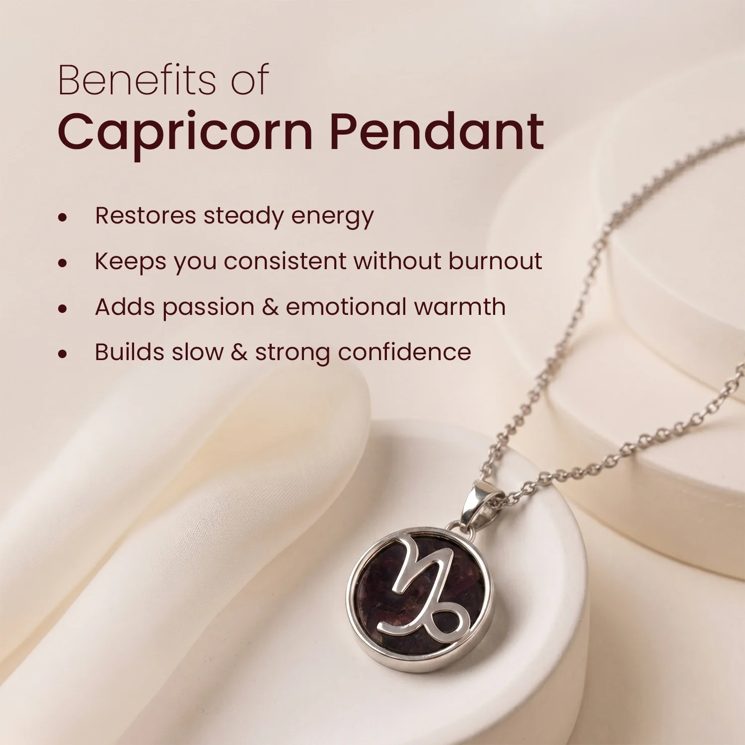 Capricorn Pendant (मकर राशि) with Garnet - Image 7