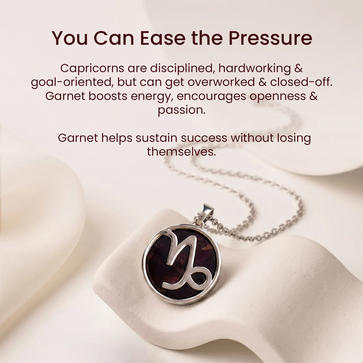 Capricorn Pendant (मकर राशि) with Garnet - Image 8