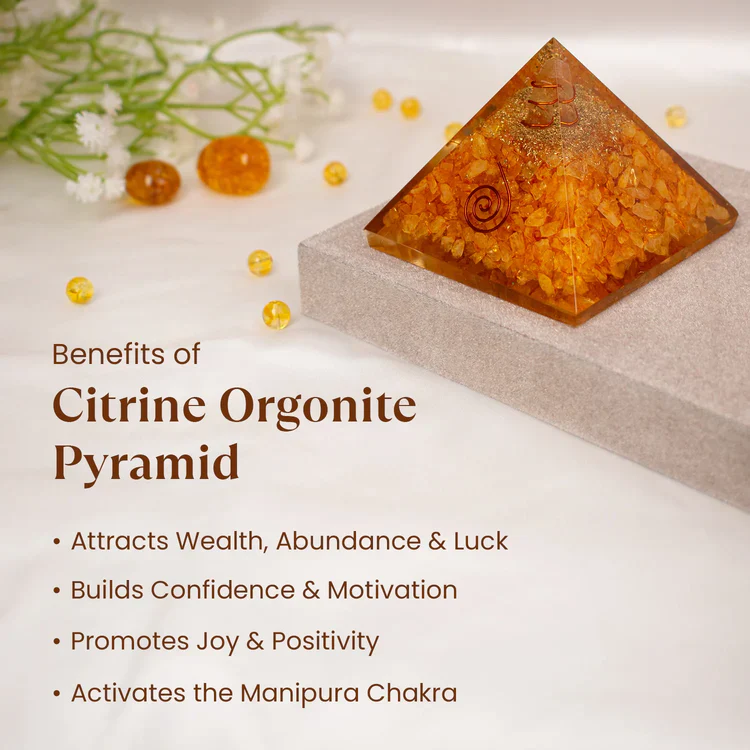 Citrine Pyramid with Free Raw Square Selenite Plate - Image 5