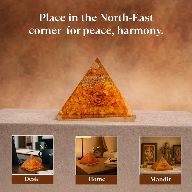 Citrine Pyramid with FREE Vyapppar Vridhi Yantra 6*6 Inch - Image 6