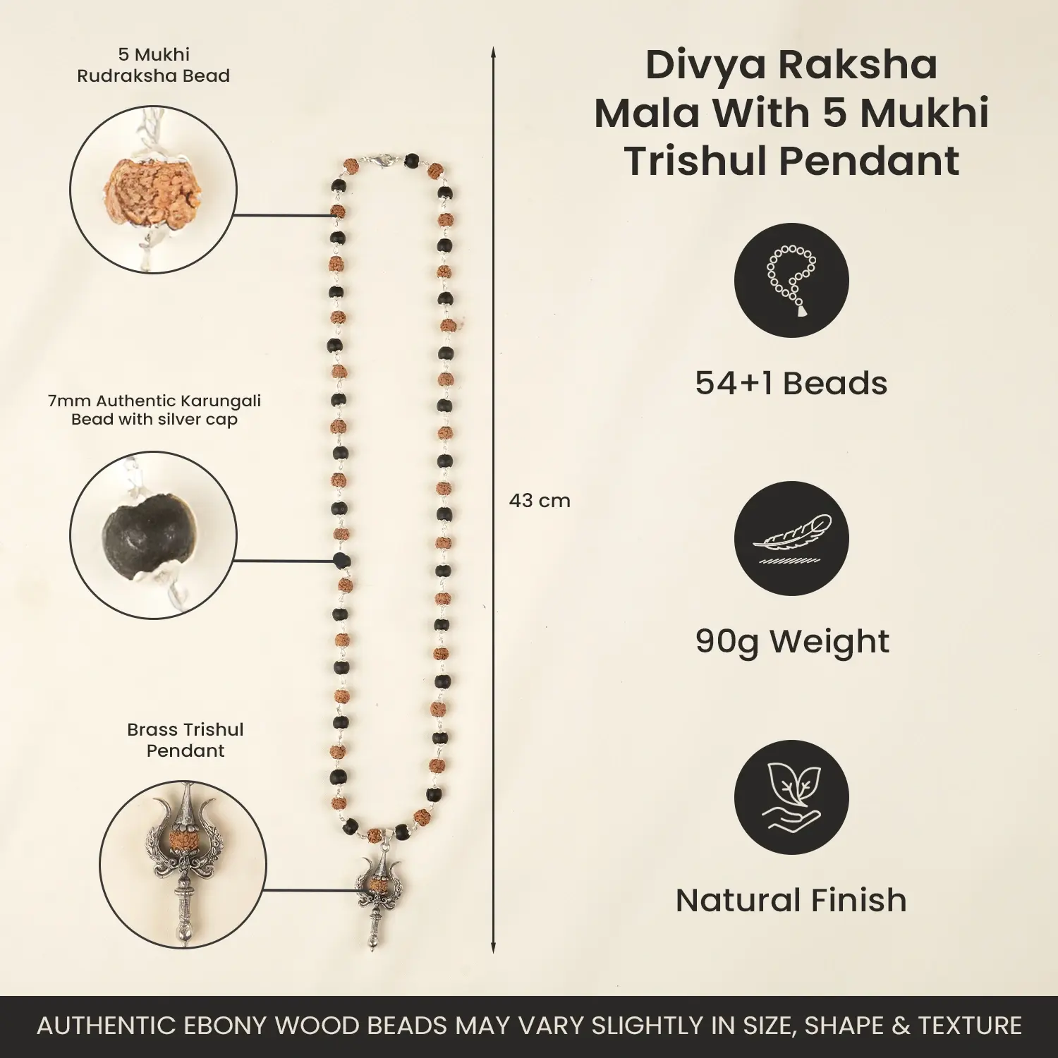 Divya Raksha Mala With 5 Mukhi Trishul Pendant - Image 8