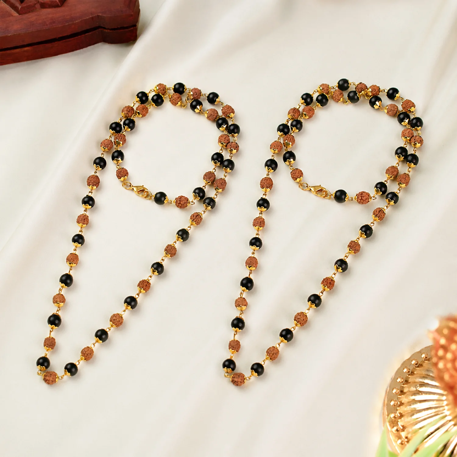 Divya Raksha Rudraksha & Karungali Mala with Silver Capping - Image 26