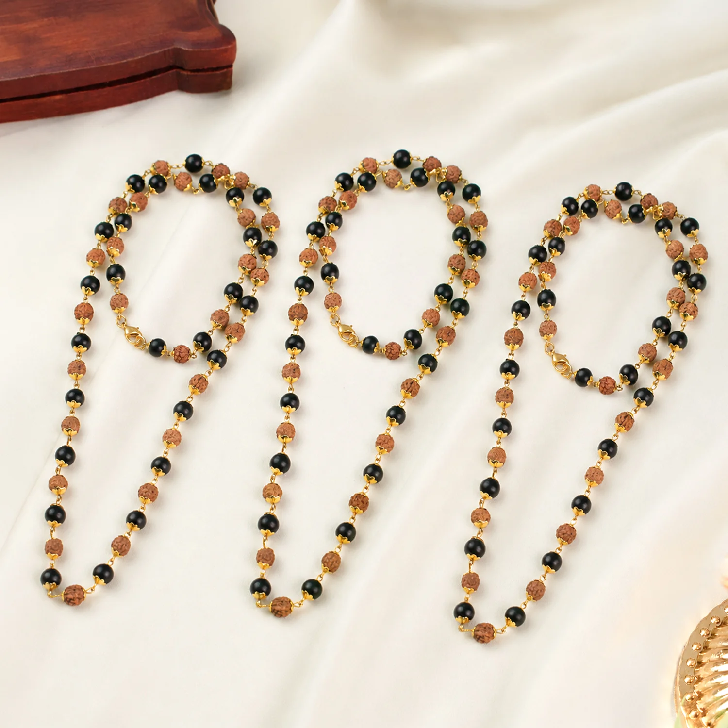 Divya Raksha Rudraksha & Karungali Mala with Silver Capping - Image 27