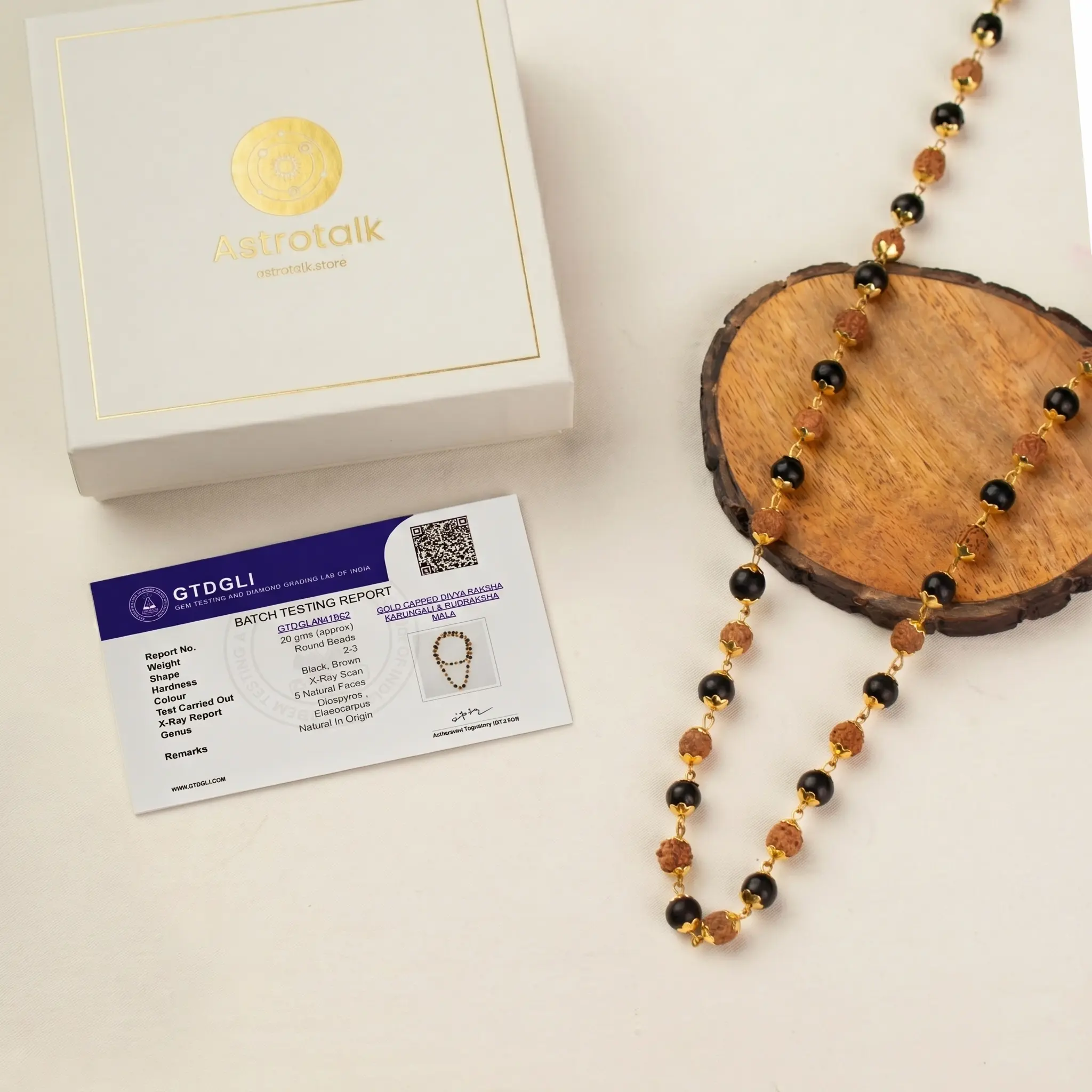 Divya Raksha Rudraksha & Karungali Mala with Gold Capping - Image 12