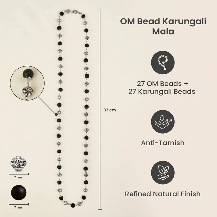 Divya Shankh Rudraksha Mala with Om Bead Karungali Mala - Image 10