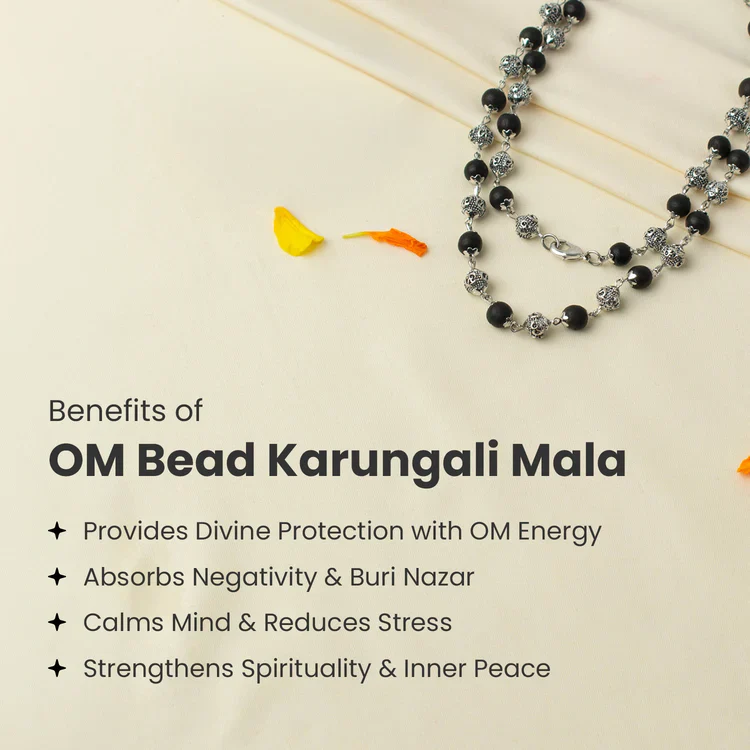 Divya Shankh Rudraksha Mala with Om Bead Karungali Mala - Image 6