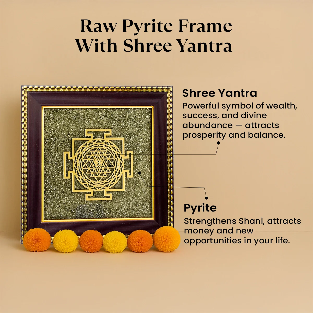 Shree Yantra on Raw Pyrite Frame - Image 4