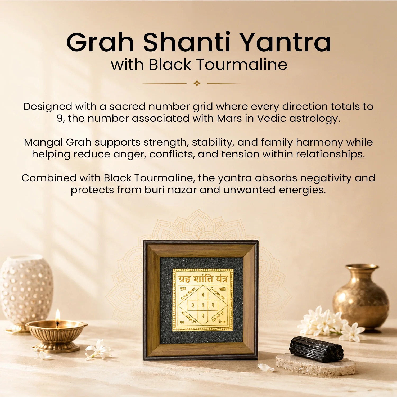 Grah Shanti Yantra with Black Tourmaline Frame - Image 6