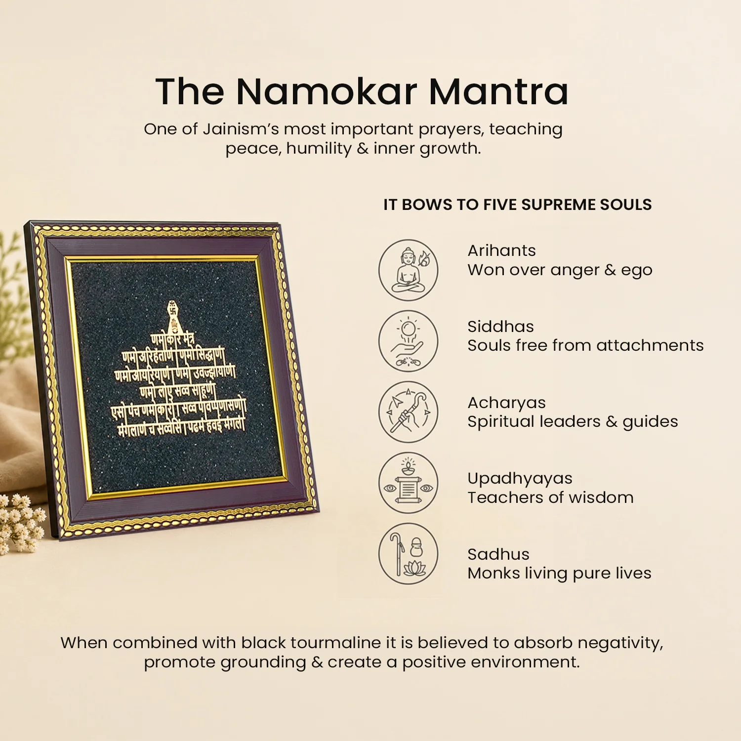 Jain Namokar Mantra Frame with Black Tourmaline - Image 6