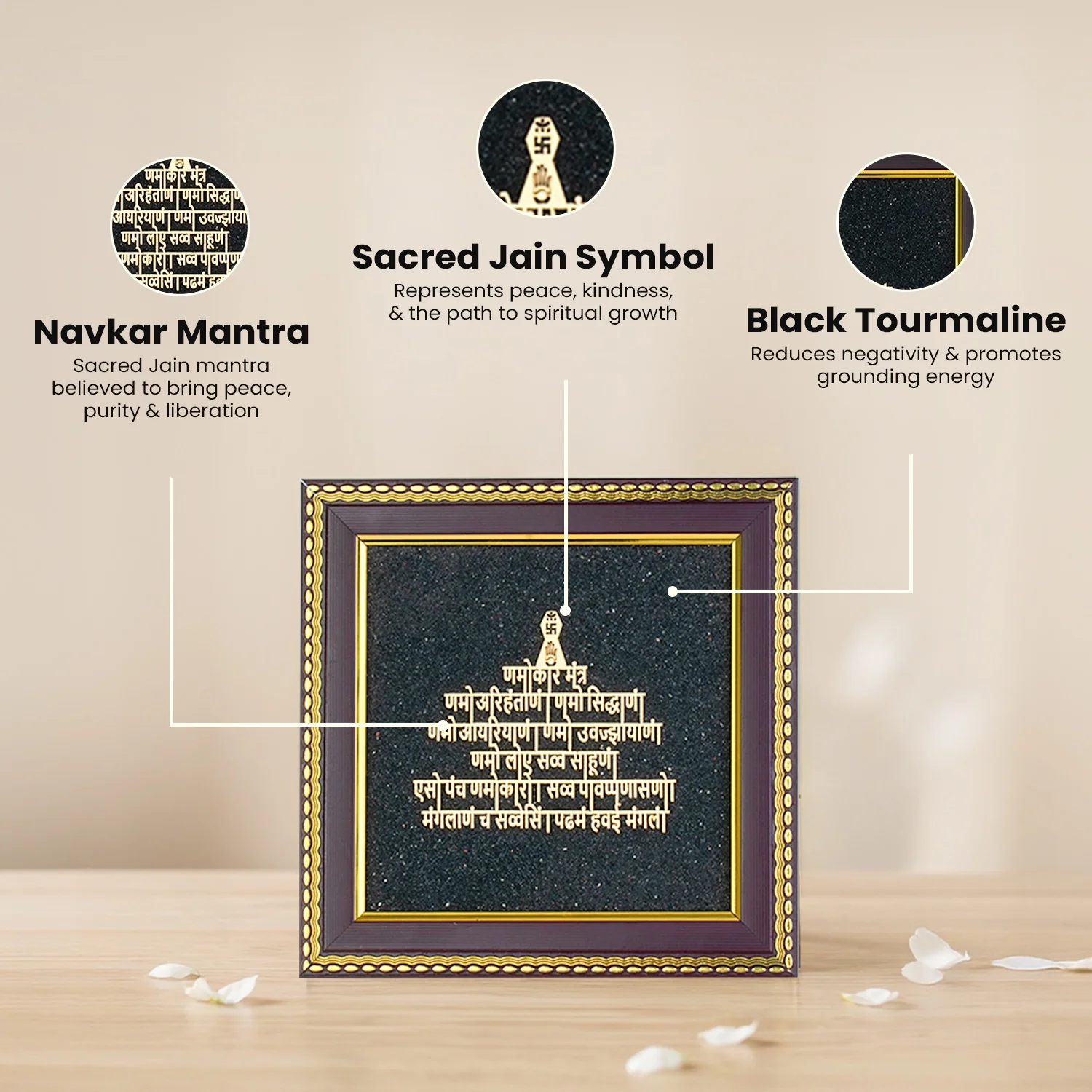 Jain Namokar Mantra Frame with Black Tourmaline - Image 7