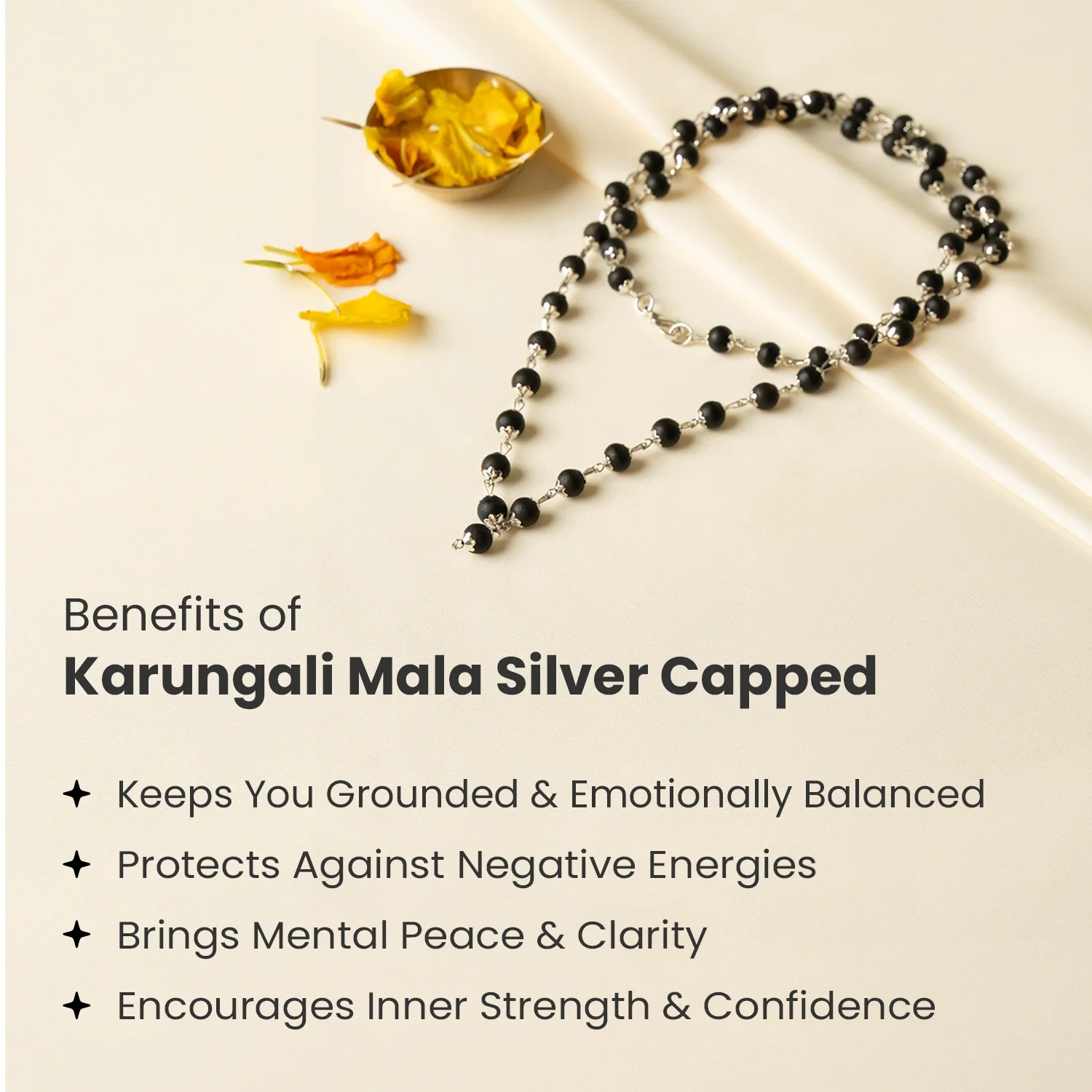Karungali Malai Silver Capped  6mm – 54+1 Beads (Govt. Certified) - Image 5