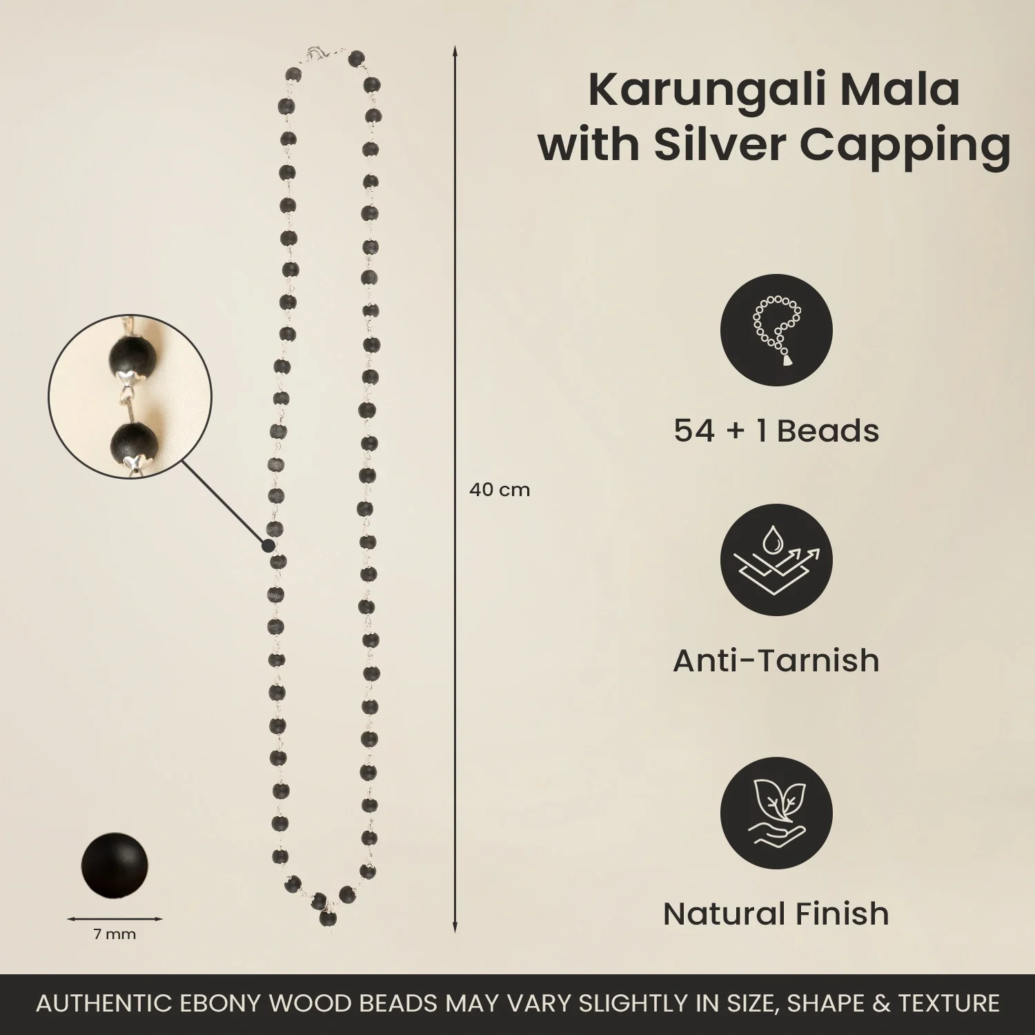 Karungali Malai Silver Capped  6mm – 54+1 Beads (Govt. Certified) - Image 9