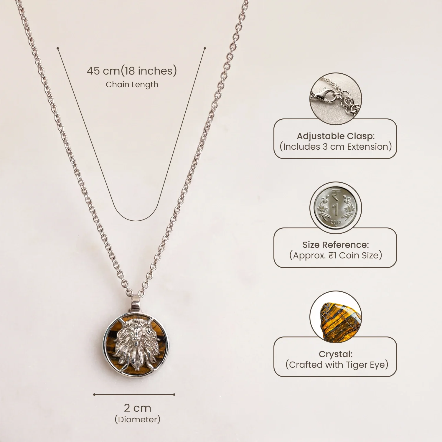 Leo Pendant (सिंह राशि) with Tiger Eye - Image 10