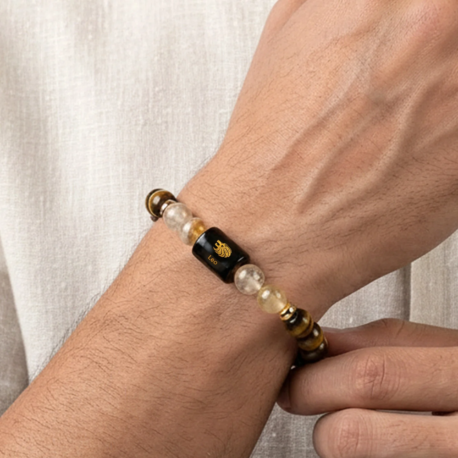 Leo (सिंह राशि) Zodiac Tiger Eye & Citrine Bracelet - Image 3
