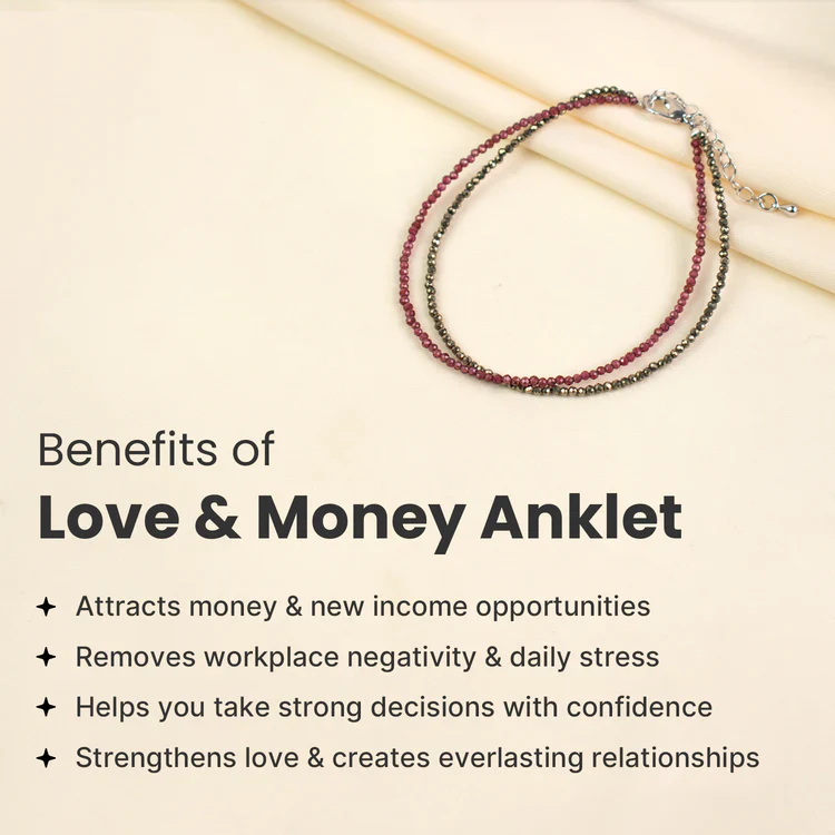 Love and Money Anklet with  Free Raw Selenite Plate - Image 6