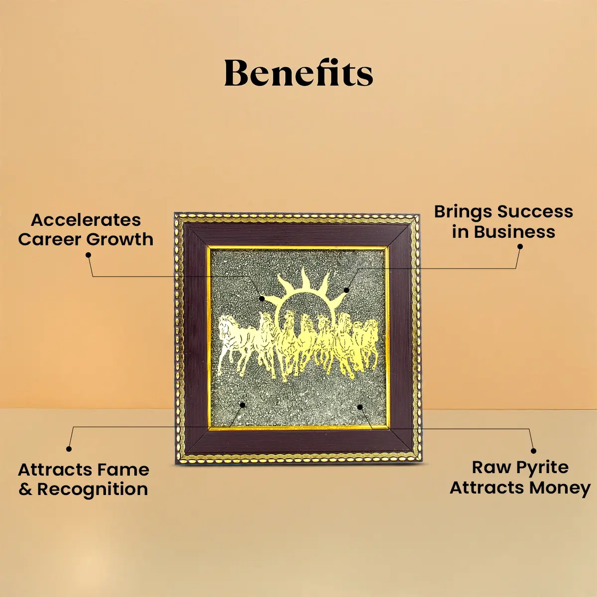 Maha Lakshmi Siddh 7 Horses on Raw Pyrite Frame - Image 5