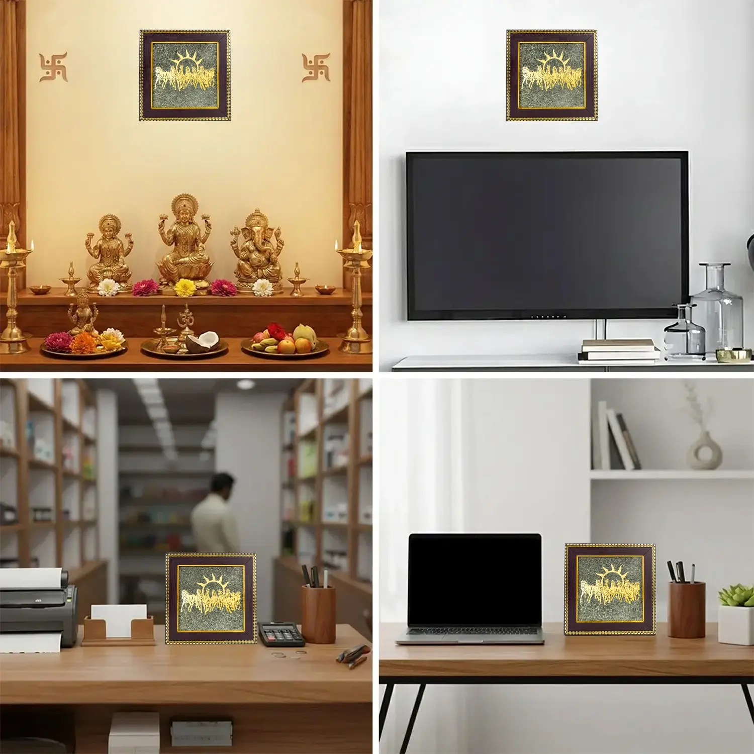 Maha Lakshmi Siddh 7 Horses on Raw Pyrite Frame - Image 8