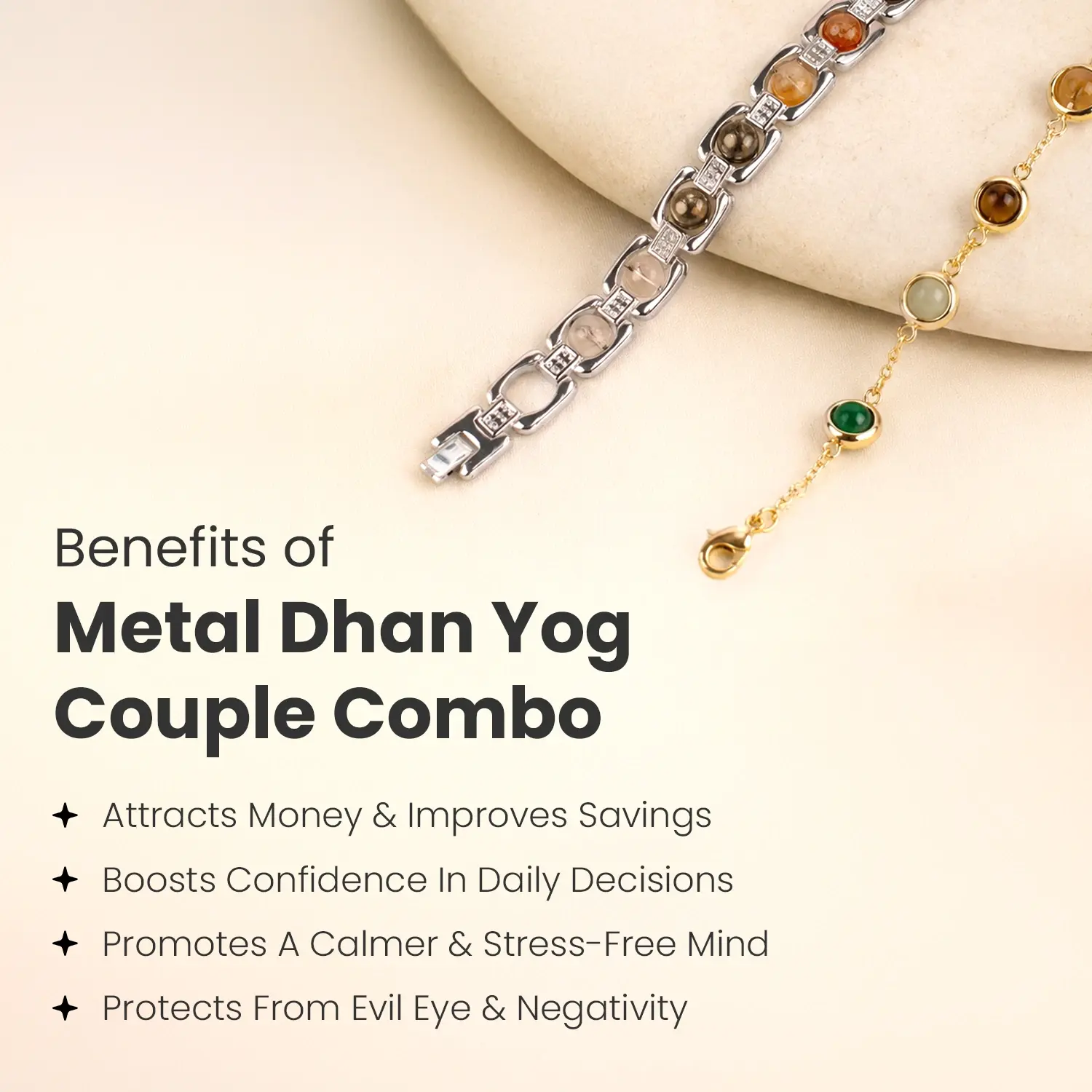 Metal Dhan Yog Couple Bracelet Combo - Image 6