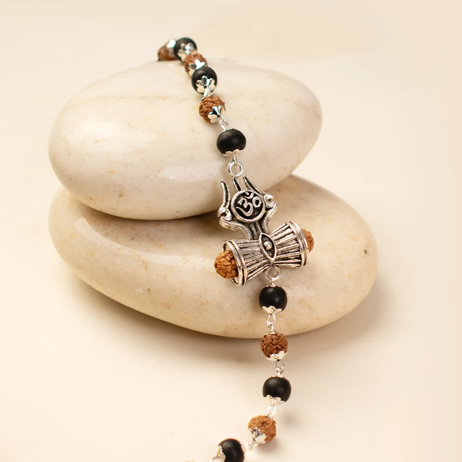 Om Trinetra Trishul Damru Karungali Rudraksha Bracelet