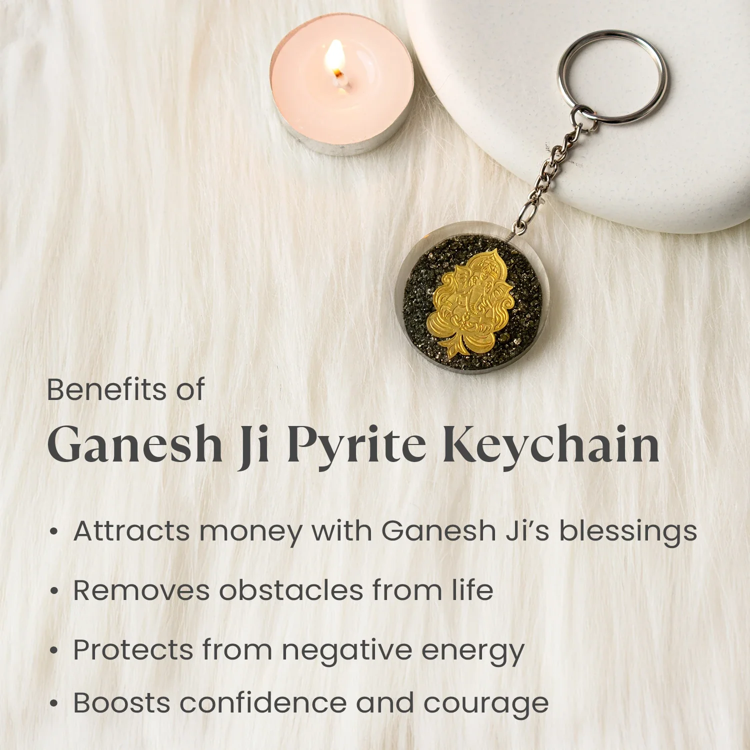 Ganesh Ji Pyrite Keychain - Image 4