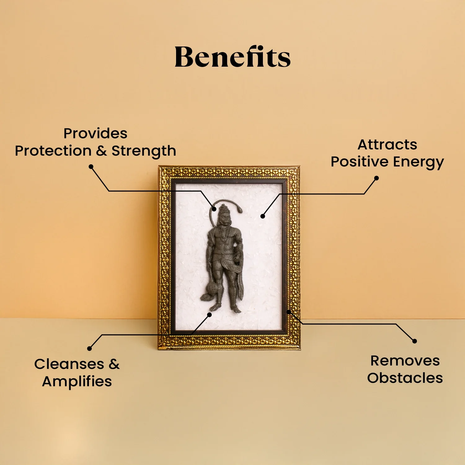 Pyrite Hanuman Ji on Selenite Frame - Image 13