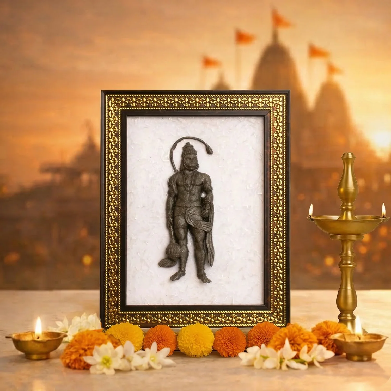 Pyrite Hanuman Ji on Selenite Frame - Image 8