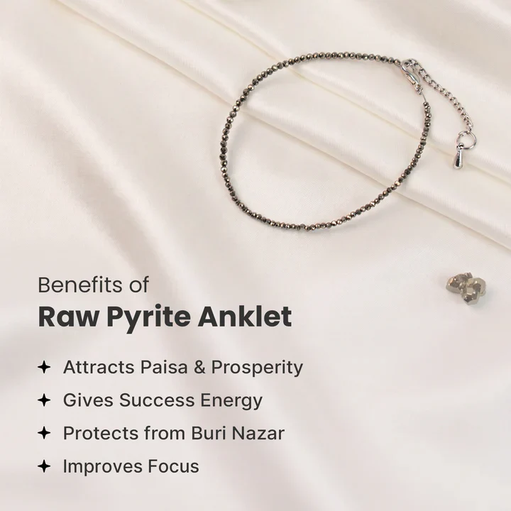 Raw Pyrite Anklet with Free Raw Selenite Plate - Image 5