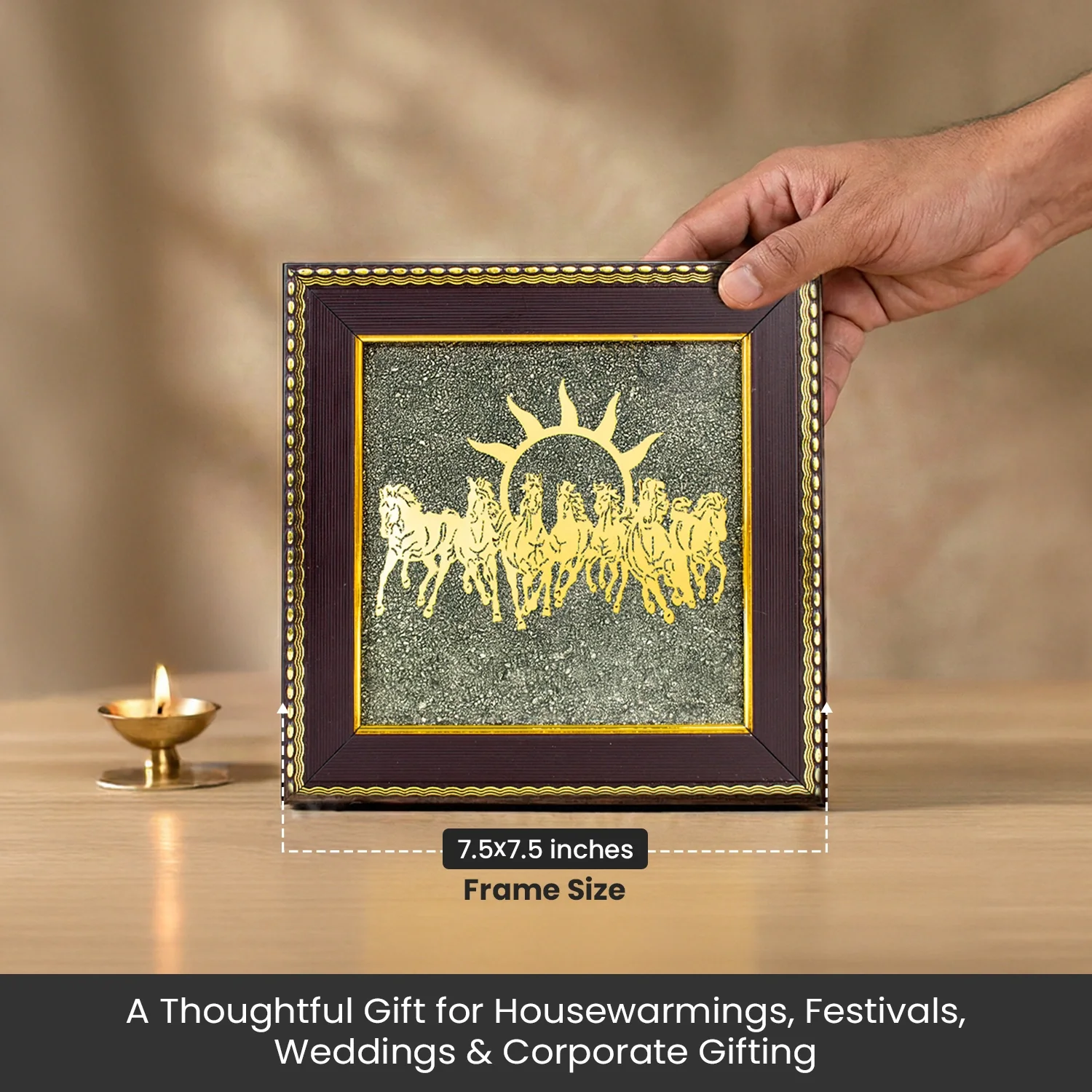 7 Horses on Raw Pyrite Frame - Image 9