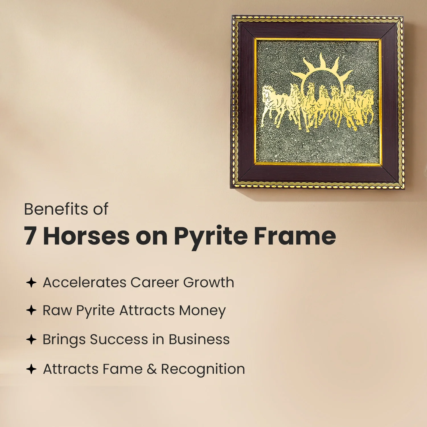 7 Horses on Raw Pyrite Frame - Image 5