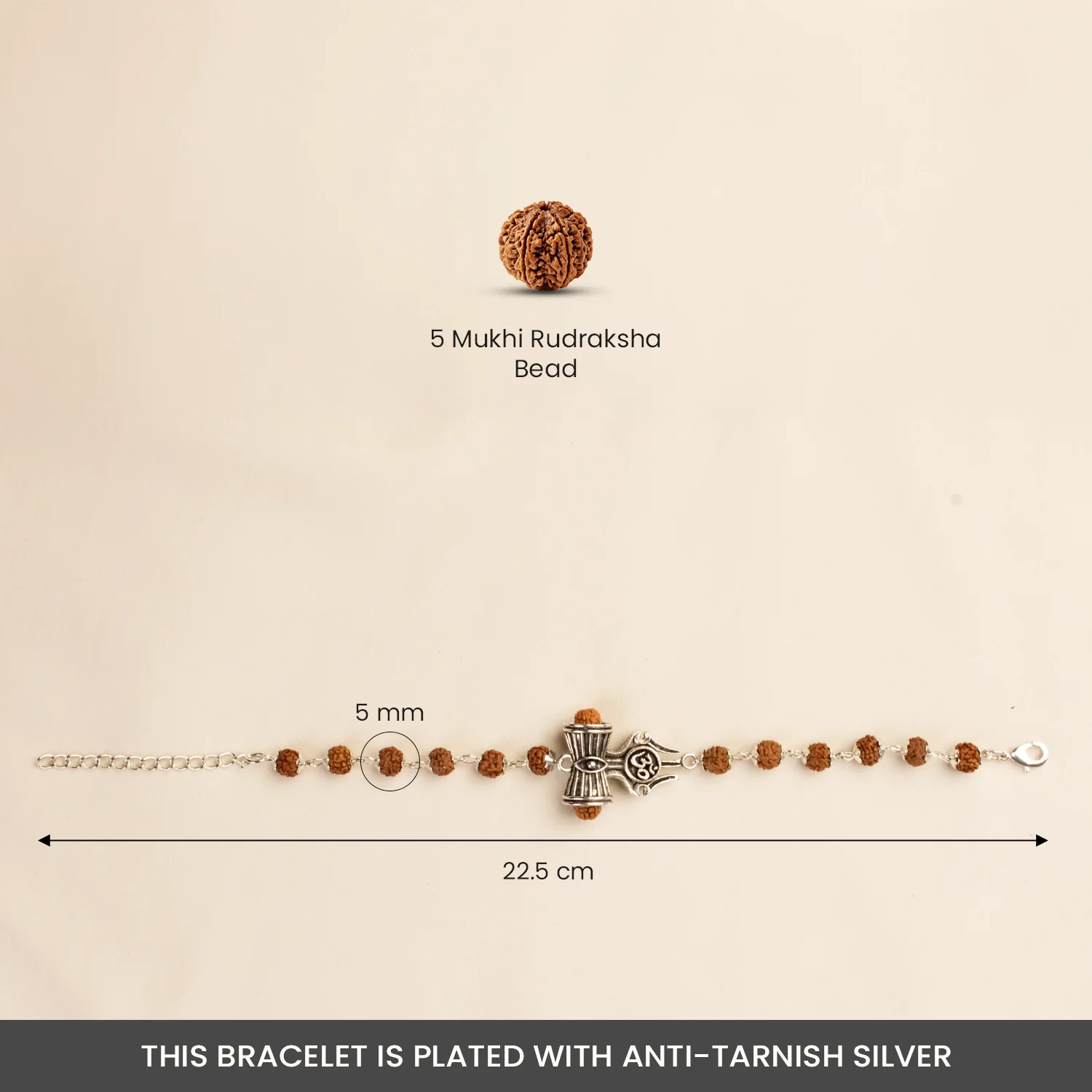Rinmukteshwar Siddh Om Trinetra Trishul Damru Rudraksha Bracelet - Image 10