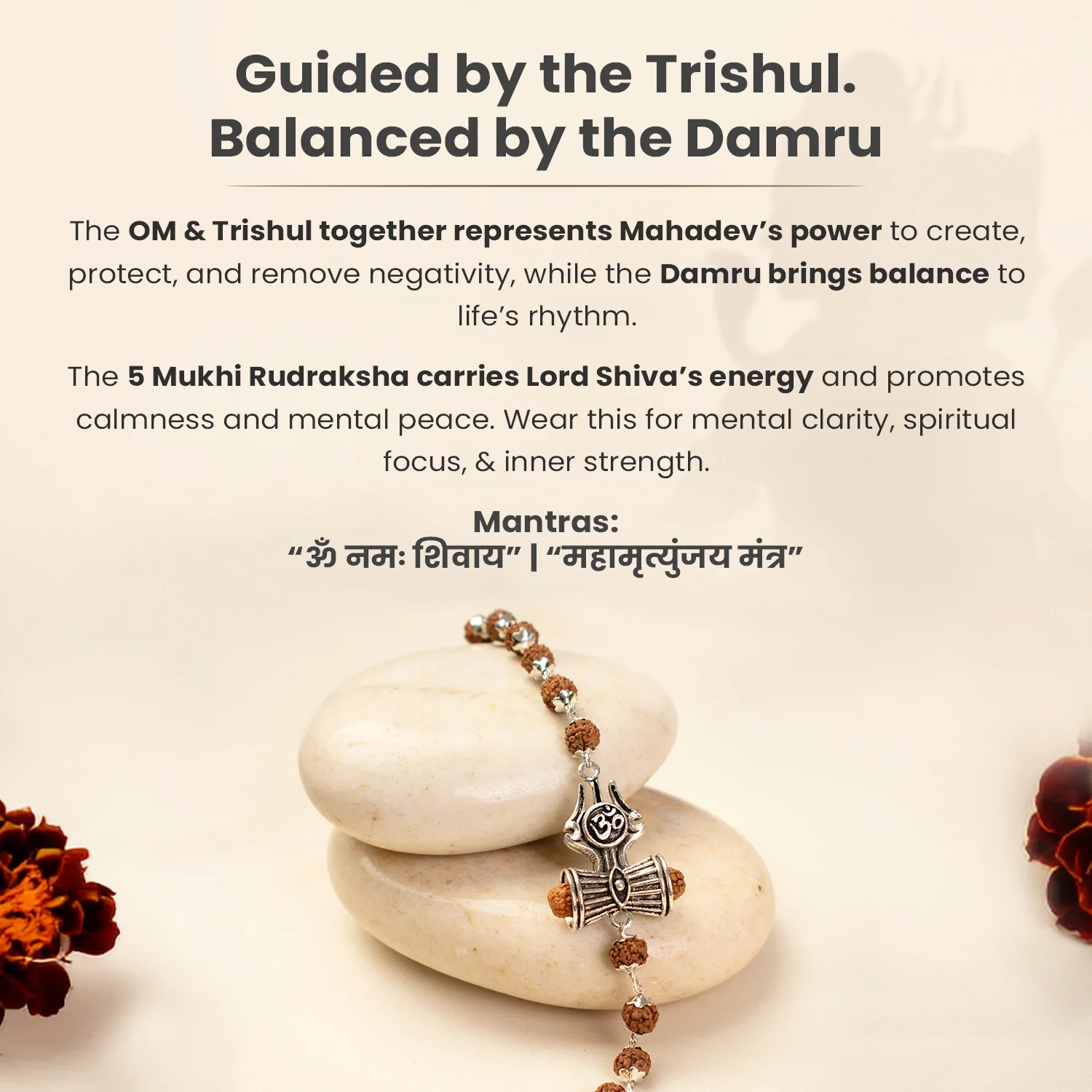 Rinmukteshwar Siddh Om Trinetra Trishul Damru Rudraksha Bracelet - Image 8