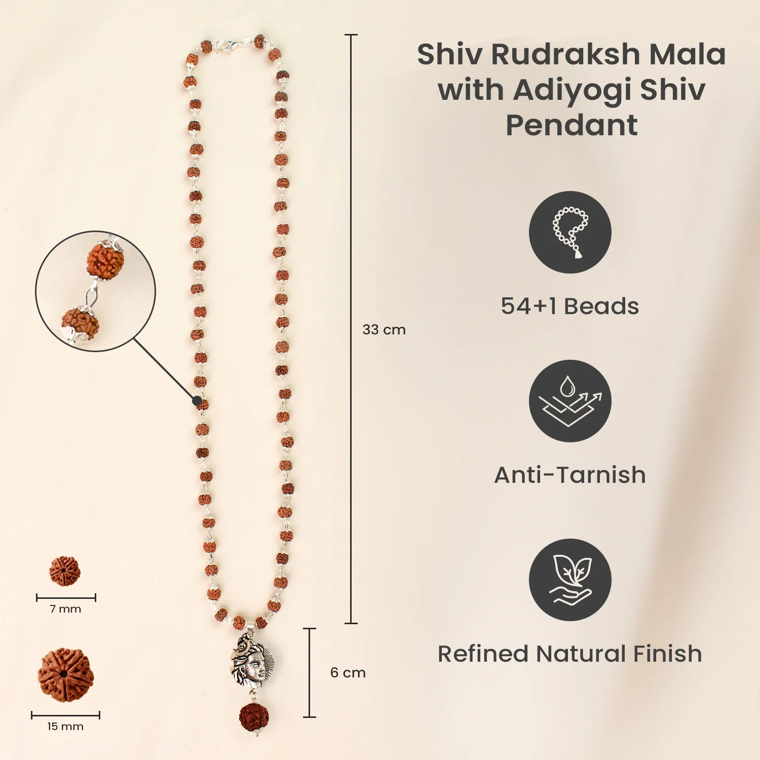 Rinmukteshwar Siddh Shiv Rudraksha Mala with Adiyogi Shiv Pendant - Image 10