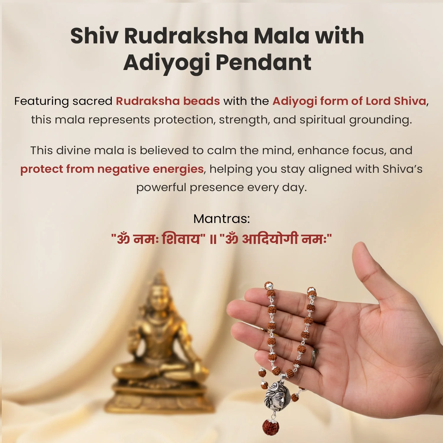 Rinmukteshwar Siddh Shiv Rudraksha Mala with Adiyogi Shiv Pendant - Image 8