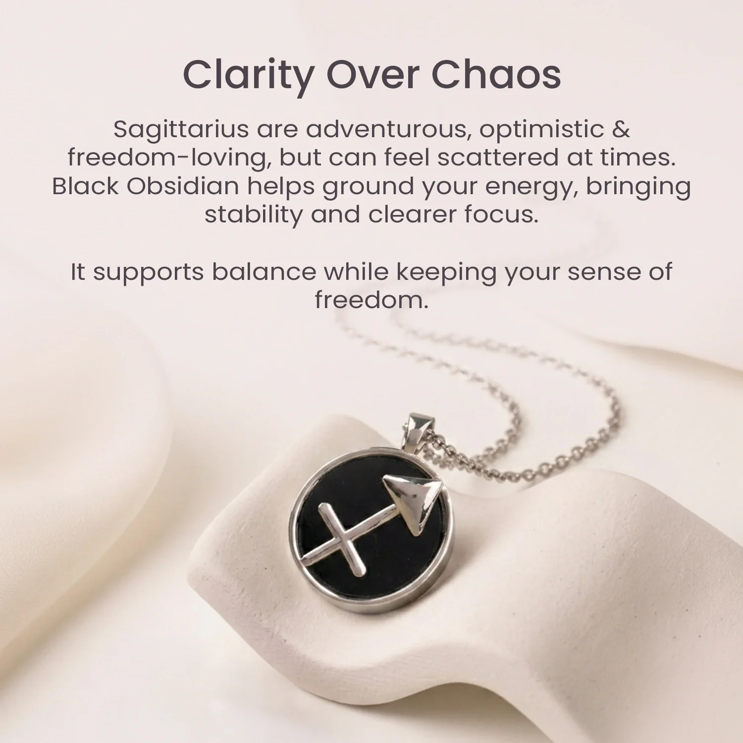 Sagittarius Pendant (धनु राशि) with Black Obsidian - Image 8