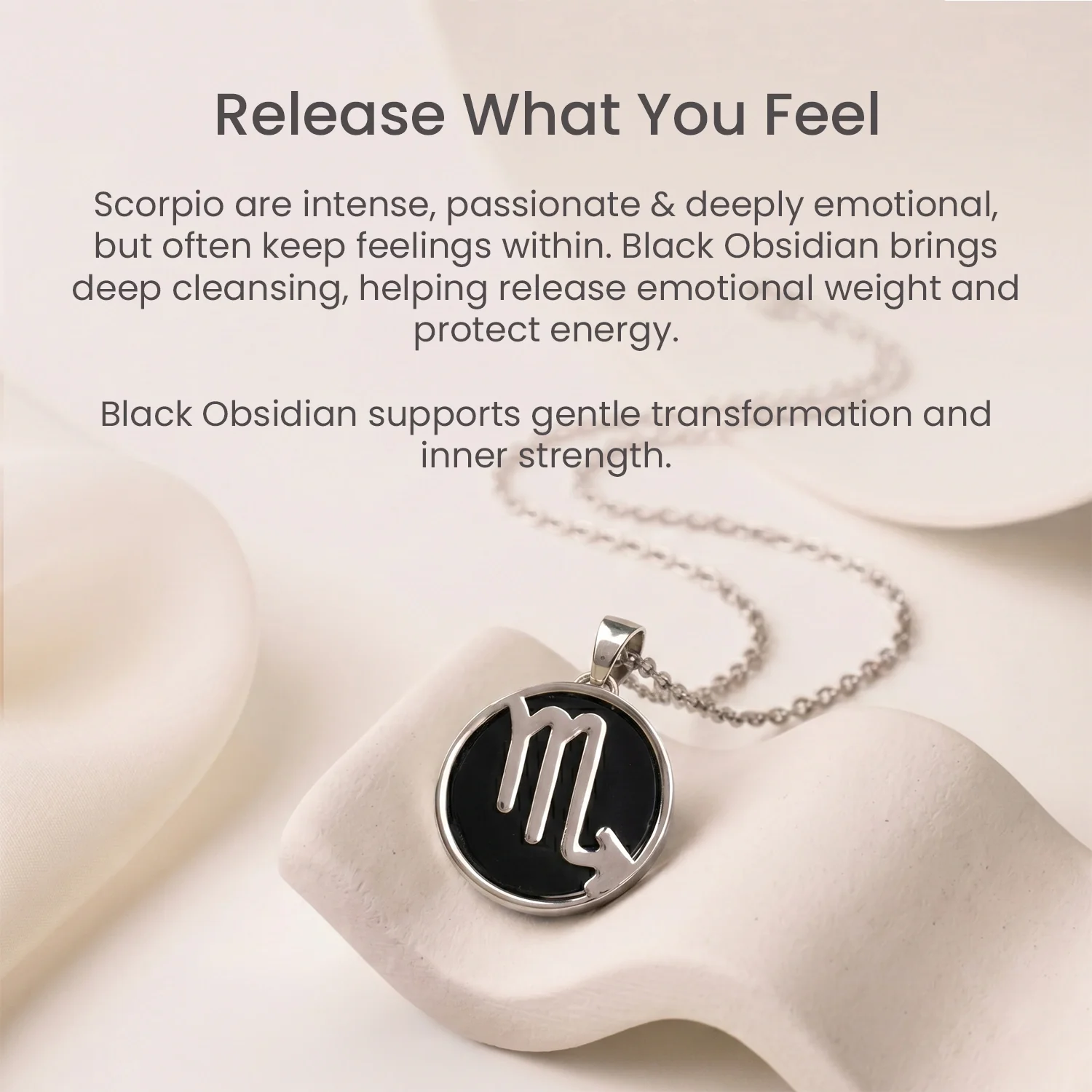Scorpio Pendant (वृश्चिक राशि) with Black Obsidian - Image 8