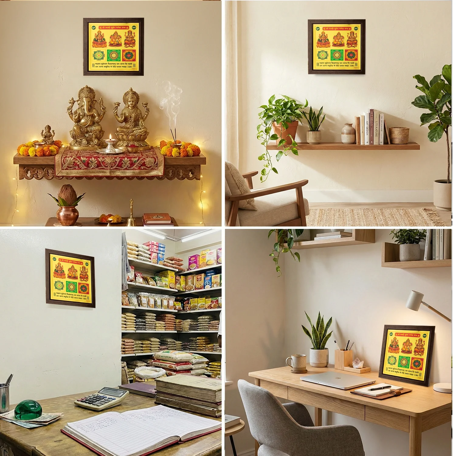 Shree Lakshmi Kuber Ganesh Yantra (9*9 inch) with Frame - Image 7