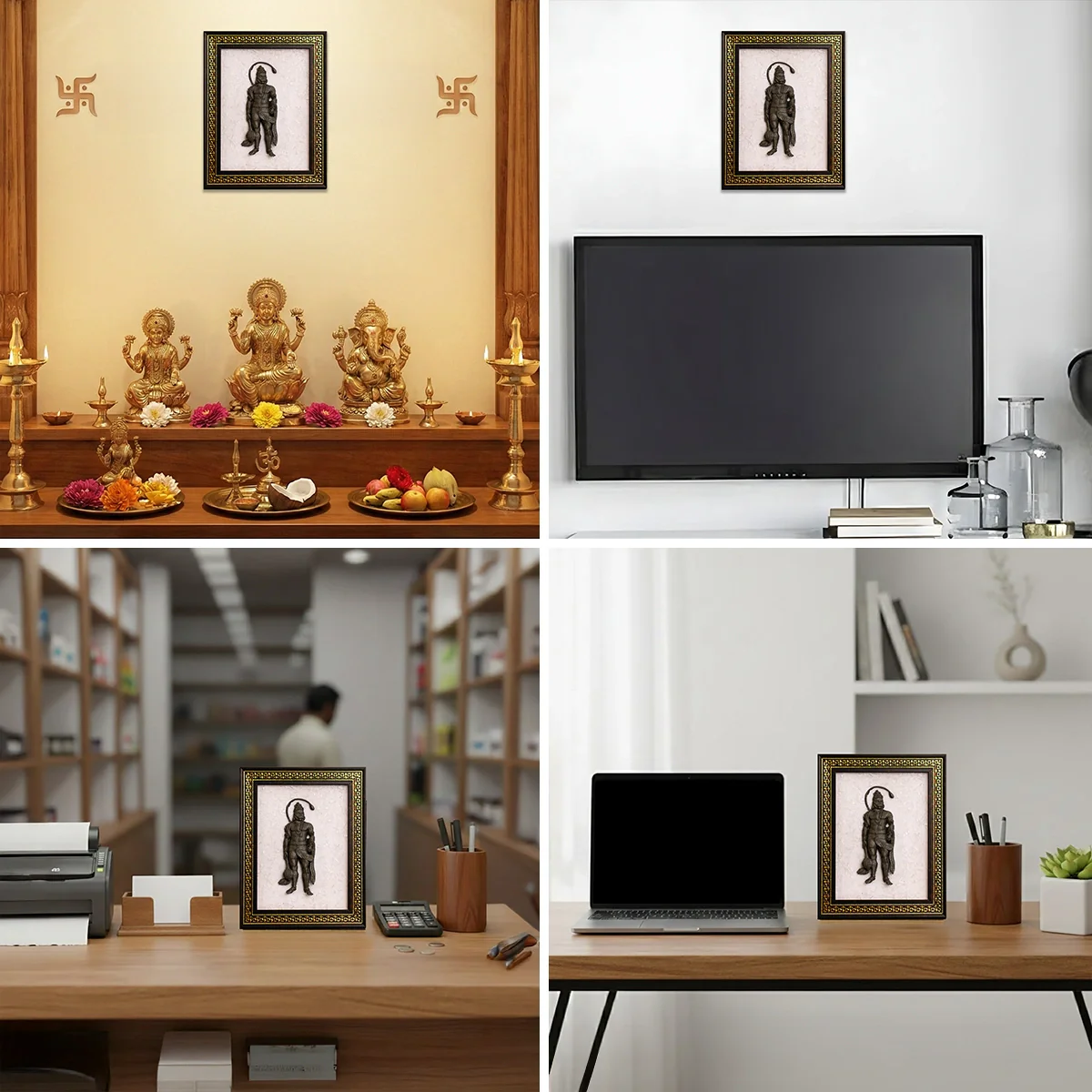 Pyrite Hanuman Ji on Selenite Frame - Image 7