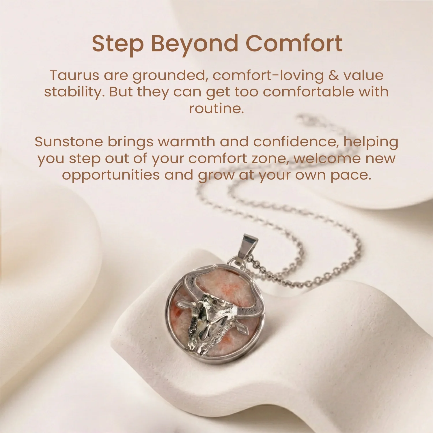 Taurus Pendant (वृषभ राशि) with Sunstone - Image 8